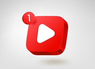 Fototapete - Media player button. 3d vector mobile application icon