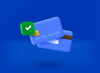 Aufkleber - Plastic card with checkmark pictogram. 3d vector illustration