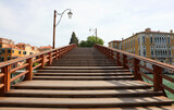 Fototapeta Pomosty - accademy bridge made with Wood in the Island of Venice in Italy without people