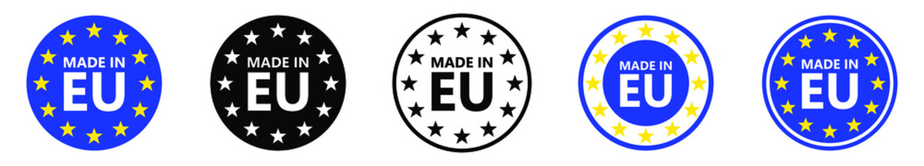 Wall Mural - made in eu. european union logo. vector illustration. set of eu flag icons.