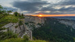 sunset in the jura mountains cliff