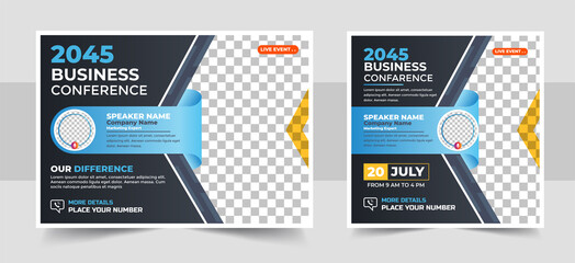marketing strategies live webinar banner invitation and social media post template, business webinar
