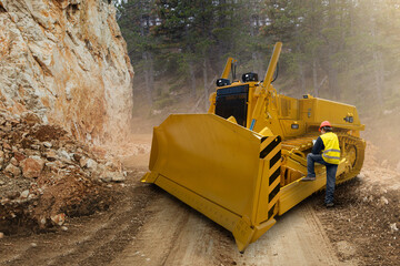 Aufkleber - Engineer programs autonomous bulldozer using digital tablet