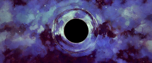 Wall Mural - Black hole watercolor illustration. Space galaxy background