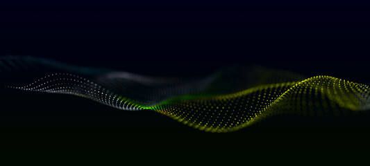 Poster - abstract wave of musical sounds. smooth information transfer. 3d rendering.