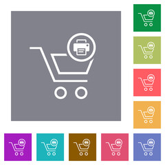 Sticker - Print cart items outline square flat icons