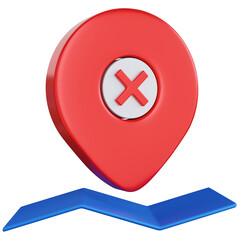 Fototapete - 3d rendering pin pointer cross with map below isolated
