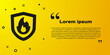 © Kostiantyn - Black Fire protection shield icon isolated on yellow background. Insurance concept. Security, safety, protection, protect concept. Vector