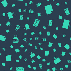 Poster - Set Mail and e-mail, File document, Glue and Computer monitor on seamless pattern. Vector