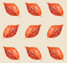 Seamless Background On The Theme Of Autumn. Realistic Sheet. Vector Illustration. The Background Is Suitable For Fabric, Postcards, Albums.
