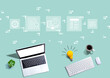 © Tierney - Document management system concept with computers with a light bulb from above