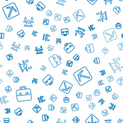 Poster - Set line Briefcase, Pickaxe and Oil money on seamless pattern. Vector