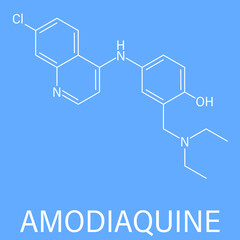 Wall Mural - Skeletal formula of Amodiaquine anti-malarial drug molecule