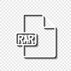 Wall Mural - RAR file simple icon vector. Flat design. White with shadow on transparent grid.ai