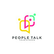  people talk with bubble chat logo design inspiration