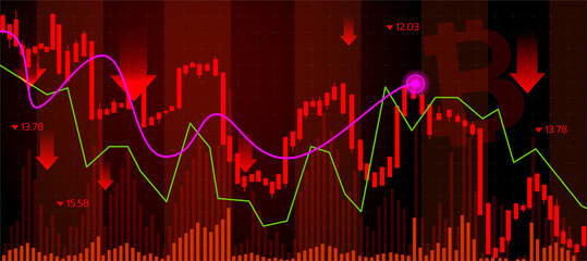 Wall Mural - downtrend line graph and arrow Illustrator