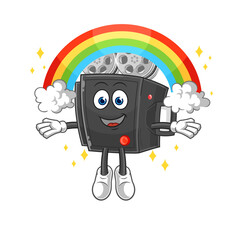 film camera with a rainbow. cartoon vector