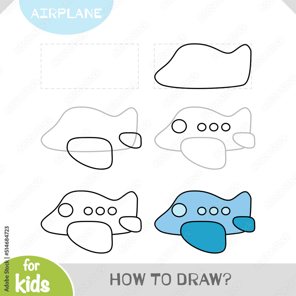 How to draw Airplane for children. Step by step drawing tutorial Stock ...