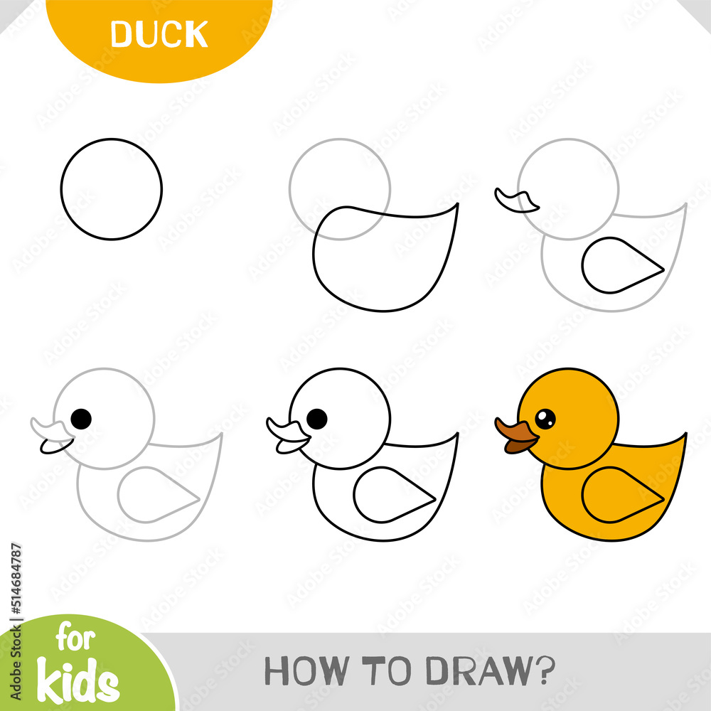 How To Draw Duck For Children Step By Step Drawing Tutorial Stock How To Draw Duck For Children Step By Step Drawing Tutorial Stock