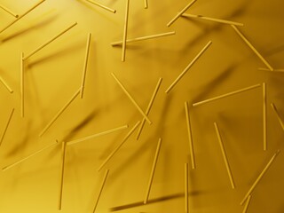 Poster - modern design background. yellow cylinders lines on a 
yellow background cast a shadows. 3d illustration. 3d render