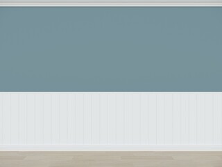 light blue wall with wood floor ,3d rendering  empty room