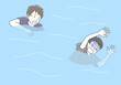 川や海で溺れる男性を救助する人