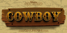 Western Cowboy Vector Editable Text Effect Template