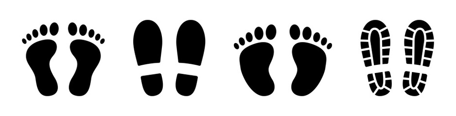 Wall Mural - Human footprint vector icon set. Barefoot feet symbol illustration. Shoe print sign for walk concept.