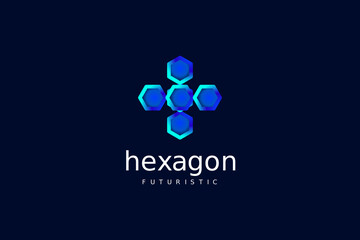 Wall Mural - tech hexagon abstract modern logo design template