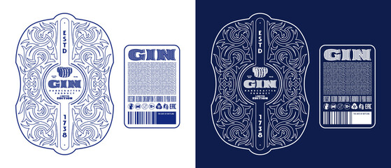 Sticker - Template decorative label for gin