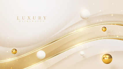 Wall Mural - luxury abstract gold background with ball decoration and shiny elements.