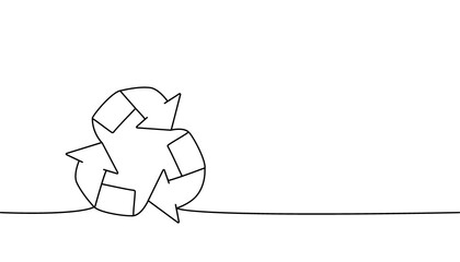 Recycle one line continuous drawing. Recycling waste, Ecology continuous one line illustration. Vector minimalist linear illustration.