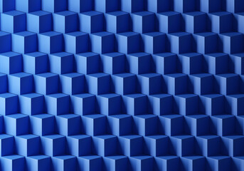 Poster - Geometric background. Blue pattern for site. Endless Cubes. Cube stairs. Geometric texture. Three-dimensional background. Geometric decorations for your design. Blue wallpaper. 3d rendering.