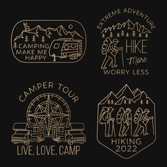 Wall Mural - set of camping badges, patches. camping quote. vector illustration. concept for shirt or logo, print