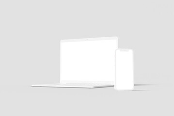Wall Mural - clay mobile and laptop mockup blank