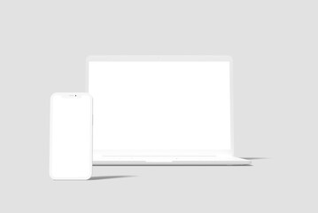 Wall Mural - clay mobile and laptop mockup blank