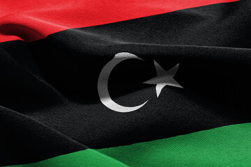 3D illustration closeup flag of Libya