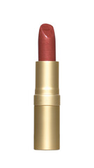 Wall Mural - Open red lipstick golden tube isolated