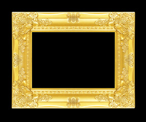 Wall Mural - gold picture frame isoleted on black background