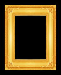 Wall Mural - golden picture frame isolated on black  background