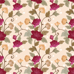 Wall Mural - Red and yellow flowers seamless pattern for print  fabric  textile  wallpaper.