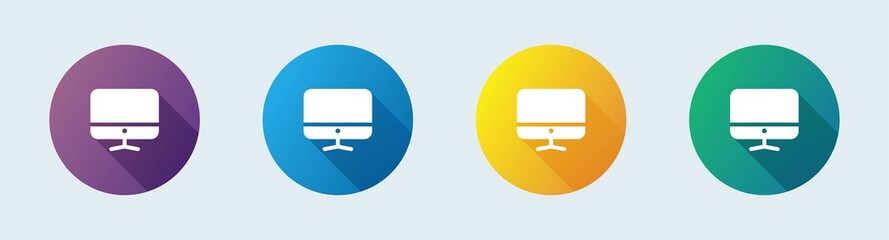 Poster - Computer solid icon in flat design style. Desktop monitor signs vector illustration.