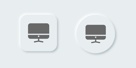Poster - Computer solid icon in neomorphic design style. Desktop monitor signs vector illustration.