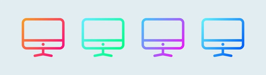 Poster - Computer line icon in gradient colors. Desktop monitor signs vector illustration.
