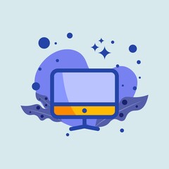Poster - Computer flat illustration. Desktop monitor signs vector illustration.
