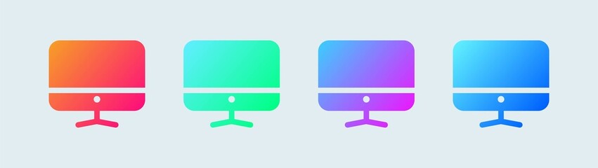 Fototapete - Computer solid icon in gradient colors. Desktop monitor signs vector illustration.