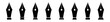Set with old fountain pen nibs vector icons. Retro fountain nib pen tip. Vector 10 EPS.