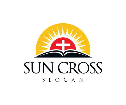 Church Bible Logo, Holy cross Logo Template