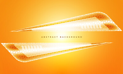 Poster - Abstract orange sports background with transparent hexagonal geometric triangle shapes for sport event, banner, brochure or poster. Vector illustration