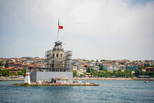 Maiden's Tower, One Of The Historical Landmarks Of Istanbul, Is Being Restored In Istanbul, Turkey